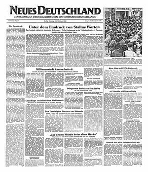 Neues Deutschland Online-Archiv vom 16.10.1949