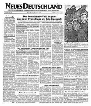 Neues Deutschland Online-Archiv vom 23.10.1949