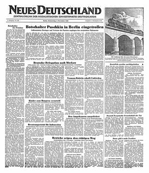 Neues Deutschland Online-Archiv vom 03.11.1949
