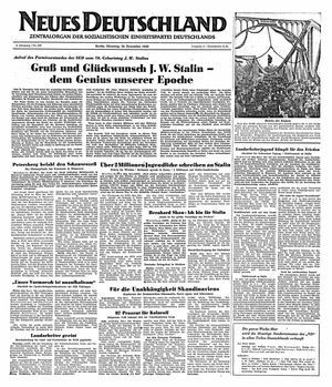 Neues Deutschland Online-Archiv vom 20.12.1949