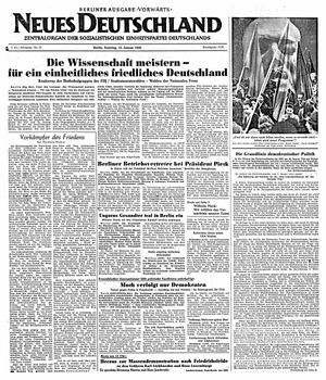 Neues Deutschland Online-Archiv vom 15.01.1950