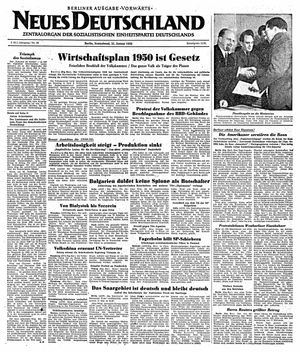 Neues Deutschland Online-Archiv vom 21.01.1950