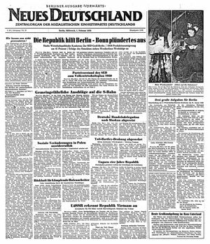 Neues Deutschland Online-Archiv vom 01.02.1950