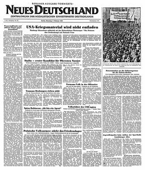 Neues Deutschland Online-Archiv vom 07.02.1950
