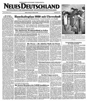 Neues Deutschland Online-Archiv vom 10.02.1950