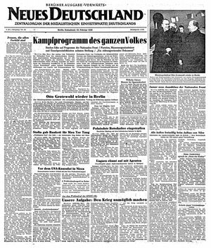 Neues Deutschland Online-Archiv vom 18.02.1950