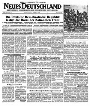 Neues Deutschland Online-Archiv vom 23.02.1950