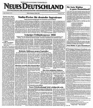 Neues Deutschland Online-Archiv vom 05.03.1950
