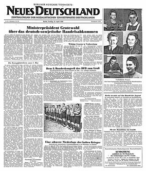 Neues Deutschland Online-Archiv vom 21.04.1950