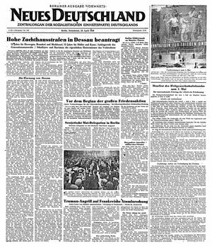 Neues Deutschland Online-Archiv on Apr 29, 1950