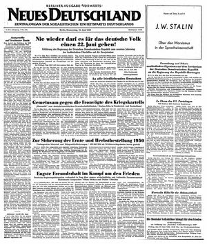 Neues Deutschland Online-Archiv vom 22.06.1950