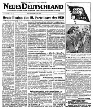 Neues Deutschland Online-Archiv vom 20.07.1950