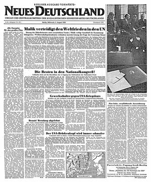 Neues Deutschland Online-Archiv vom 02.08.1950