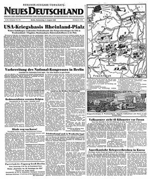 Neues Deutschland Online-Archiv vom 03.08.1950