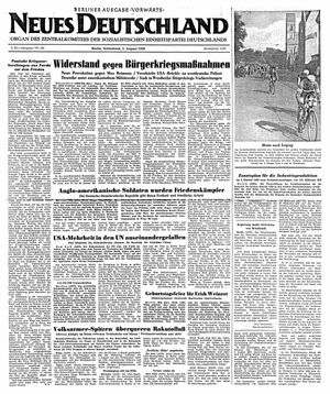 Neues Deutschland Online-Archiv vom 05.08.1950