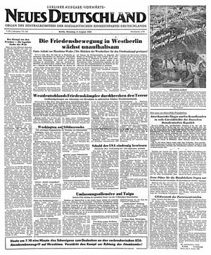 Neues Deutschland Online-Archiv vom 08.08.1950