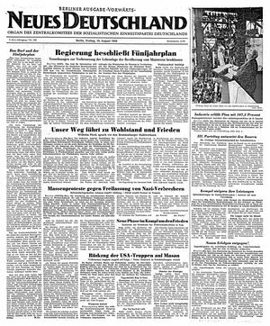 Neues Deutschland Online-Archiv vom 18.08.1950