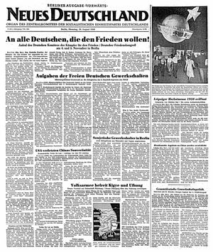 Neues Deutschland Online-Archiv vom 29.08.1950