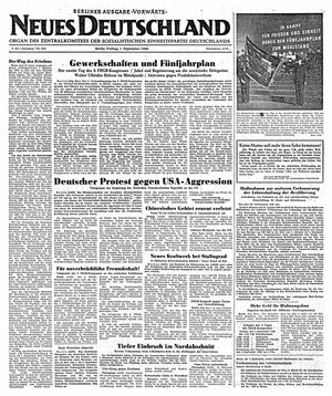 Neues Deutschland Online-Archiv vom 01.09.1950