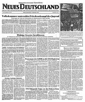 Neues Deutschland Online-Archiv vom 07.09.1950
