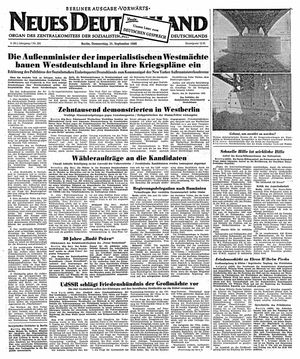 Neues Deutschland Online-Archiv vom 21.09.1950