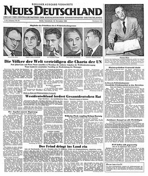 Neues Deutschland Online-Archiv vom 18.11.1950
