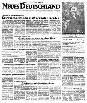 Neues Deutschland Online-Archiv vom 19.11.1950