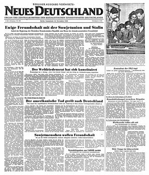 Neues Deutschland Online-Archiv vom 25.11.1950