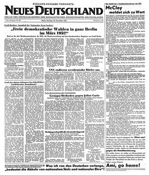 Neues Deutschland Online-Archiv vom 26.11.1950