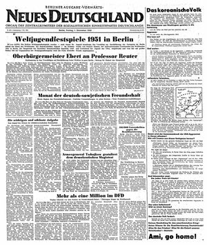 Neues Deutschland Online-Archiv vom 01.12.1950