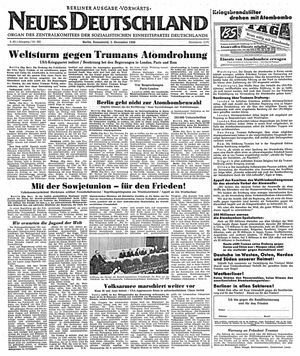 Neues Deutschland Online-Archiv vom 02.12.1950