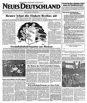 Neues Deutschland Online-Archiv vom 03.12.1950