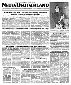 Neues Deutschland Online-Archiv vom 26.01.1951
