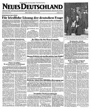 Neues Deutschland Online-Archiv vom 13.02.1951