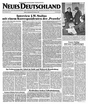Neues Deutschland Online-Archiv vom 17.02.1951
