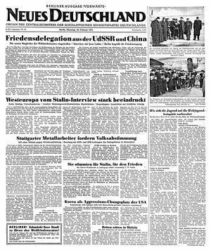 Neues Deutschland Online-Archiv vom 20.02.1951