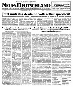 Neues Deutschland Online-Archiv vom 15.03.1951