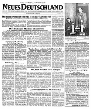 Neues Deutschland Online-Archiv vom 05.04.1951