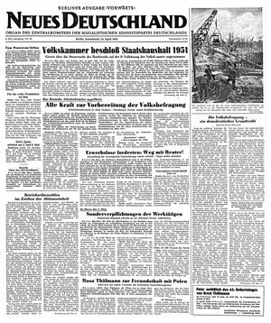 Neues Deutschland Online-Archiv vom 14.04.1951