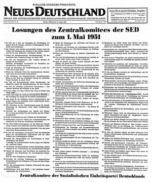 Neues Deutschland Online-Archiv vom 18.04.1951