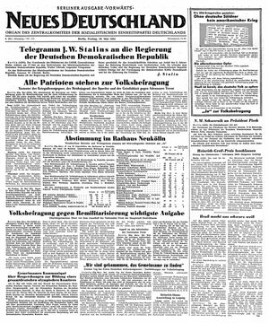 Neues Deutschland Online-Archiv vom 18.05.1951