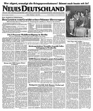 Neues Deutschland Online-Archiv vom 05.06.1951