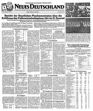 Neues Deutschland Online-Archiv on Jul 27, 1951