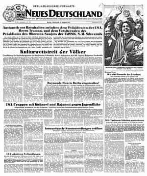 Neues Deutschland Online-Archiv vom 08.08.1951