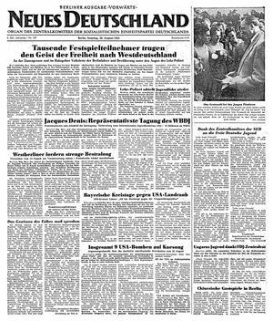Neues Deutschland Online-Archiv vom 26.08.1951