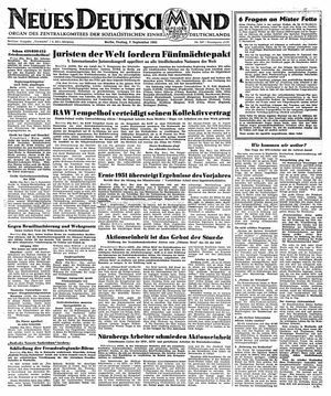 Neues Deutschland Online-Archiv vom 07.09.1951