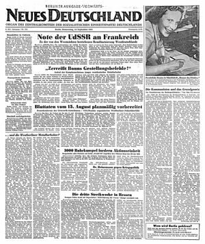Neues Deutschland Online-Archiv vom 13.09.1951