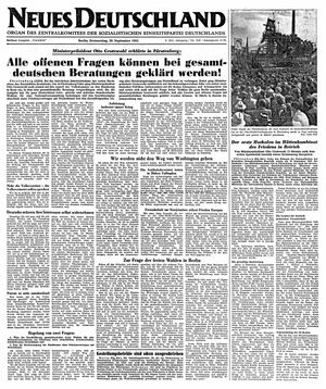 Neues Deutschland Online-Archiv vom 20.09.1951