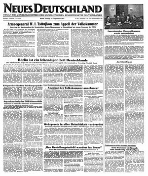 Neues Deutschland Online-Archiv vom 21.09.1951