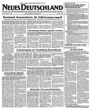 Neues Deutschland Online-Archiv vom 25.09.1951